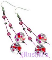 Glass bead hanging earring - click here for large view